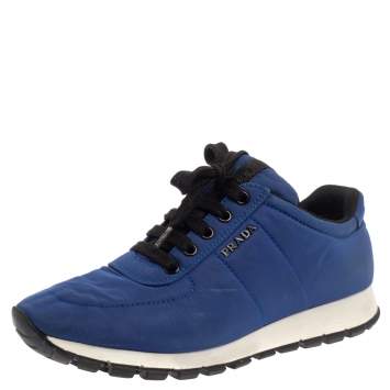 Pre Owned Prada Sport Blue Nylon Low Top Sneakers Size 37.5