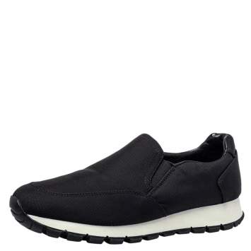 Pre Owned Prada Sport Black Canvas Slip On Sneakers Size 37