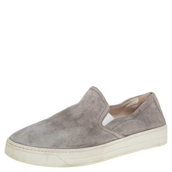 Pre Owned Prada Sport Grey Suede Slip On Sneakers Size 38.5