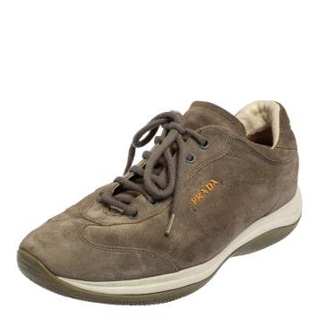 Pre Owned Prada Sport Grey Suede Low Top Sneakers Size 38