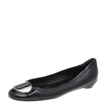 Pre Owned Prada Sport Black Patent Leather Ballet Flats Size 39