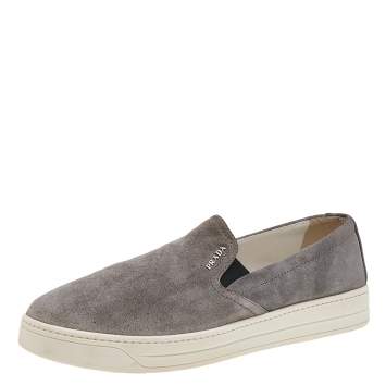 Pre Owned Prada Sport Grey Suede Slip On Sneakers Size 39.5