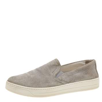 Pre Owned Prada Sport Grey Suede Slip On Sneakers Size 37