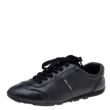 Pre Owned Prada Sport Black Leather Low Top Sneakers Size 37