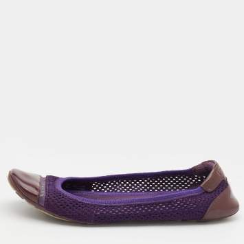 Pre Owned Prada Sport Purple/Brown Mesh and Patent Leather Ballet Flats Size 37