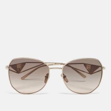 Pre Owned Prada Gold Gradient SPR57Y Logo Square Sunglasses