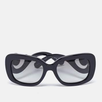 Pre Owned Prada Black/Grey Gradient SPR27O Baroque Rectangle Sunglasses