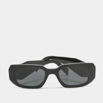 Pre Owned Prada Black SPR 17W Symbole Rectangular Sunglasses 
