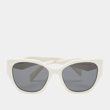 Pre Owned Prada White/Black SPR 19Z Square Sunglasses