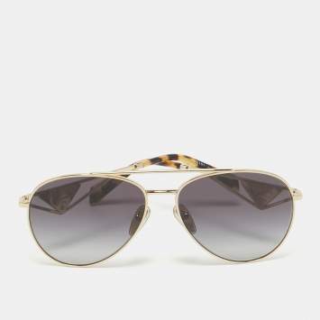 Prada Black/Gold SPR 73Z Triangle Logo Aviator Sunglasses