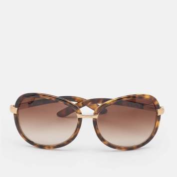 Pre Owned Prada Tortoise Brown Gradient SPR62L Butterfly Sunglasses