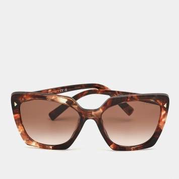 Pre Owned Prada Tortoise Brown Gradient SPR 23Z Square Sunglasses