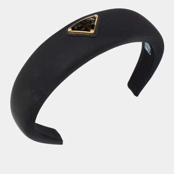 Pre Owned Prada Black Trinangle Logo Re-Nylon Head Band 