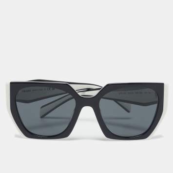Pre Owned Prada  Black Black/White SPR15W Sunglasses