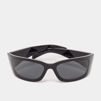 Pre Owned Prada Black SPR A14 Shield Sunglasses
