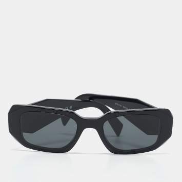 Pre Owned Prada Black SPR 17W Symbole Rectangle Sunglasses