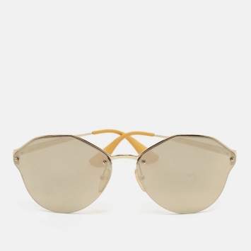 Prada Gold Mirrored SPR64T Geometric Sunglasses