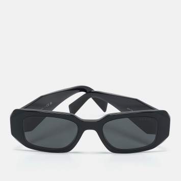 Pre Owned Prada Black SPR17W Symbole Rectangle Sunglasses