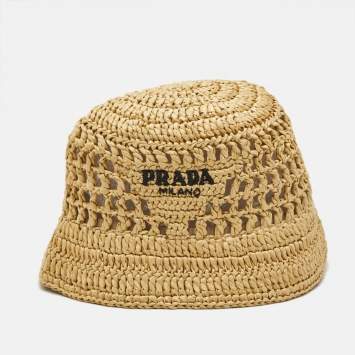 Pre Owned Prada Beige Crochet Bucket Hat M