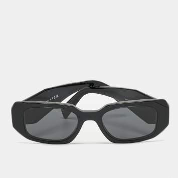 Pre Owned Pravda Black SPR 17W Symbole Rectangle Sunglasses