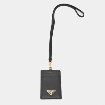 Prada Black Saffiano Leather Badge Holder