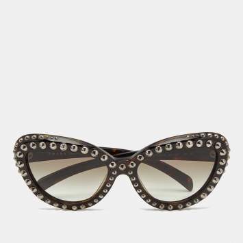 Prada Black Gradient SPR31Q Studded Ornate Cat Eye Sunglasses