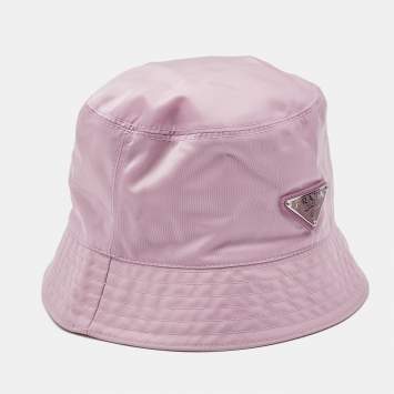 Prada Pink Nylon Triangle Logo Plaque Bucket Hat M
