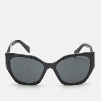 Pre Owned Prada Black SPR 19Z Symbole Cat Eye Sunglasses