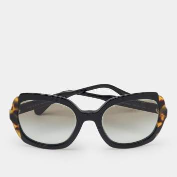 Pre Owned Prada Black/Brown Gradient SPR16U Square Sunglasses