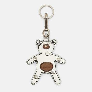 Pre Owned Prada Black/Brown Leather Teddy Bear Bag Charm