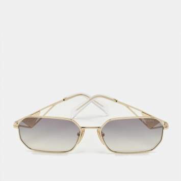 Pre Owned Prada Grey Gradient SPR A51 Logo Rectangle Sunglasses