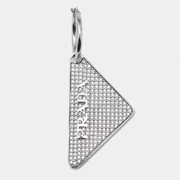 Pre Owned حلق فردي برادا فضة إسترلينية وشعار كريستالي