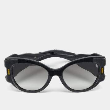 مملوكة مسبقًا Prada Black Gradient SPR10U Tapestry Cat Eye Sunglasses