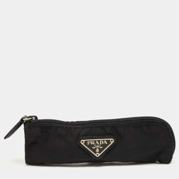 Pre Owned Prada Logo Black Nylon Pen Case