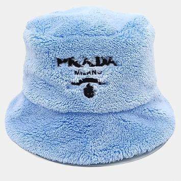 Pre Owned Prada Terry Sky Blue Polyester Bucket Hat (1HC137)