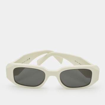 Pre Owned نظارة شمسية برادا SPR 17W سيمبول بيضاء/سوداء مستطيلة