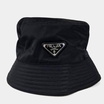 Pre Owned Prada Black Re-Nylon Bucket Hat