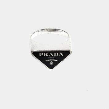 Pre Owned Prada Smalto silver ring