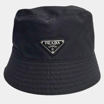 Pre Owned Prada Black Re-Eylon Bucket Hat