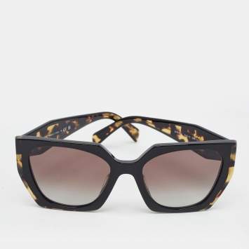 Pre Owned Prada Tortoiseshell Brown Gradient SPR 15W Frame Square Sunglasses
