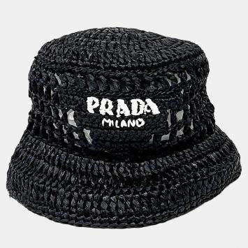 Pre Owned Prada Black Bucket Hat (1HC137)