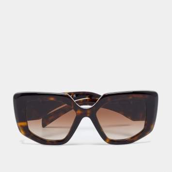 Pre Owned Prada Tortoiseshell Brown Gradient SPR 14Z Symbole Cat Eye Sunglasses 