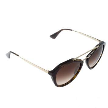 Pre Owned Prada Brown Tortoise/Brown Gradient SPR12Q Cat Eye Sunglasses