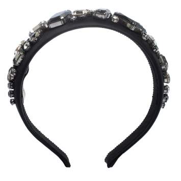 Pre Owned Prada Black Crystal Embellished Satin Headband