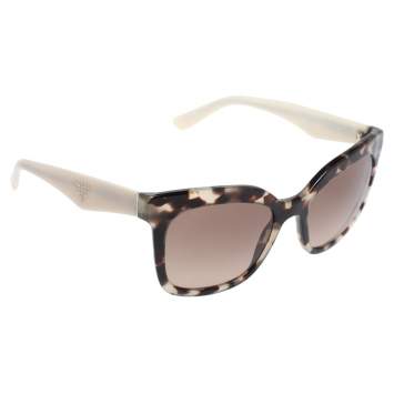 Pre Owned Prada Spotted Opal Brownl/ Brown Gradient SPR24Q Cat Eye Sunglasses