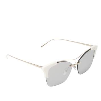 Pre Owned Prada White/ Silver Mirrored SPR21U Temple Evolution Collection Sunglasses