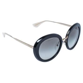 Pre Owned Prada Black / Green Gradient SPR 16Q Round Sunglasses