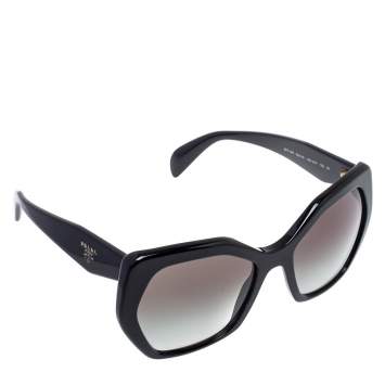 Pre Owned Prada Black/ Grey Gradient SPR 16R Hexagonal Sunglasses