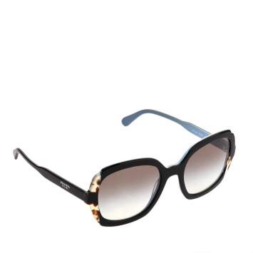 Pre Owned Prada Black & Blue / Green Gradient SPR 16U Etiquette Square Sunglasses