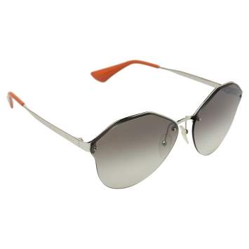 Pre Owned Prada Silver Tone/Grey Gradient Sunglasses SPR64T Aviator Sunglasses
